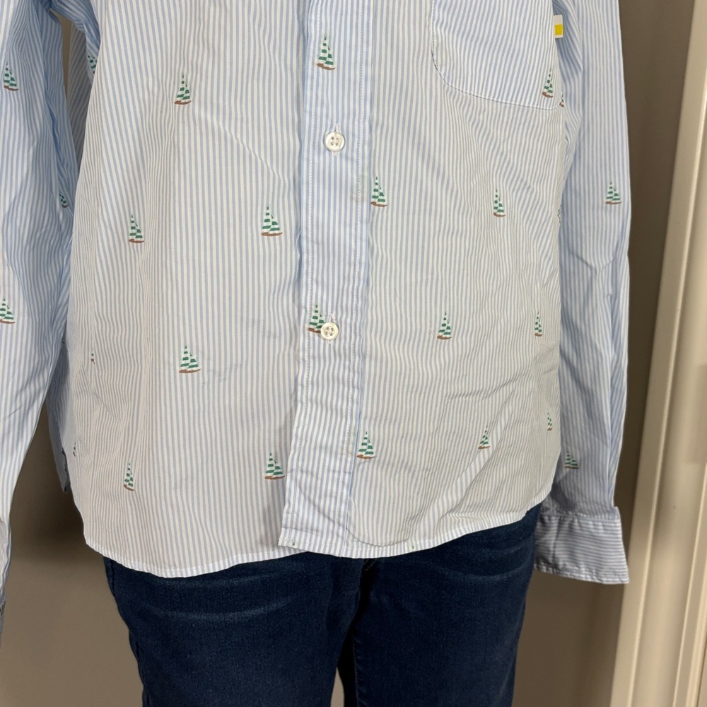 Frank and Eileen SILVIO Light Blue Stripe Sailboats Italian Cotton Sz L NEW - Picture 5 of 14